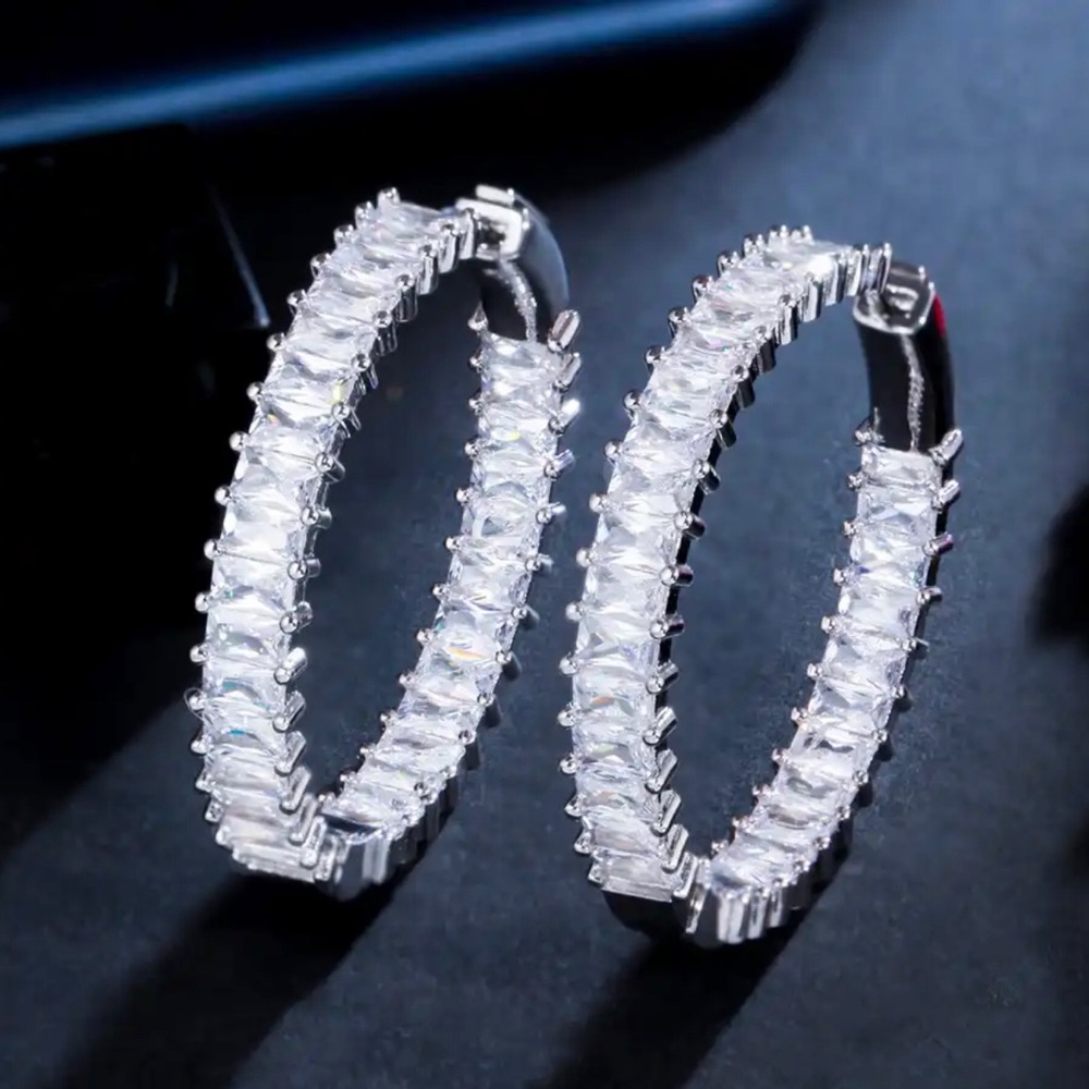 Silver Double Sided Hoops